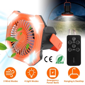 Ventole indossabili portatili USB ricaricabile da campeggio lanterna ventilatore 4 luce 3 modalità vento di emergenza Power Bank telecomando appeso - Product Image 1