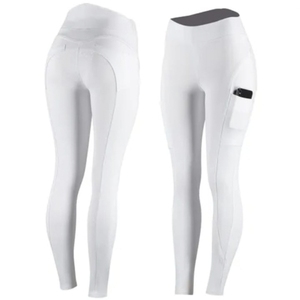 Leggings pour femmes à taille haute, longueur intégrale, couleur unie, tricotés en spandex et nylon, extensibles dans quatre sens, avec poches - Product Image 2
