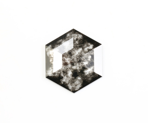 OM GEMS - Diamante Cultivado en Laboratorio, Corte Hexagonal de 1.95 Ct, Perforado con Láser, Color Sal y Pimienta, para Joyería - Product Image 4