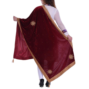 Custom Made Wholesale Price Bulk Quantity <b>Embroidered</b> Wool Women Fancy Design Winter Long Scarfs <b>Shawls</b> Adults - Product Image 2