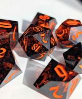 Ensemble de dés en résine multi-coupes D&D personnalisés de haute qualité, 7 dés fantastiques à bords tranchants, design moderne fait main, cadeau pour les joueurs
