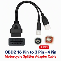 Câble adaptateur OBD2 16 broches vers 3 et 4 broches pour scanner de diagnostic moto, connecteur 2-en-1 double prise, vente en lot avec OBD2