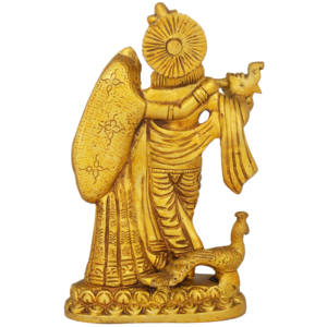 Sculpture en laiton de 5 pouces faite à la main des amoureux divins de Radha Krishna fabriquée en Inde pour les cadeaux - Product Image 3