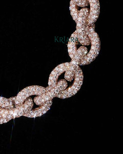 S925 Rose Gold Plated Moissanite Lock <b>Statement</b> <b>Necklace</b> Round Brilliant Cut Micro Insert Unisex Everyday Wear - Product Image 2