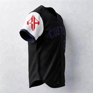 เสื้อเบสบอลพิมพ์ลายแบบซับลิเมชั่นสีดำใหม่สำหรับผู้ชาย ผลิตจากวัสดุโพลีเอสเตอร์คุณภาพสูง 100% แขนสั้น โดย RIVIAN ATLANTIC - Product Image 4