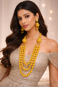 Conjunto de Collar y Pendientes Vintage de Cobre 18K con Baño de Oro 24K, Diseño Floral, Joyería de Moda Francia-Estados Unidos - Product Image 4