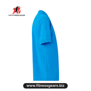 Polo à manches courtes pour homme, bleu, couleur unie, coupe décontractée, tissu piqué respirant - Product Image 2