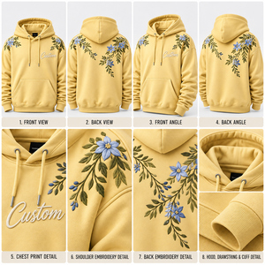 Sudadera con Capucha Personalizada con Estampado Floral para Hombre, Sudadera Amarilla con Mangas Raglán y Bolsillo, Informal, para Otoño y Primavera - Product Image 5