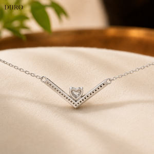 Collier en diamant en forme de cœur romantique, argent sterling 925, bijoux pour femmes, élégant, moissanite, cadeau de la Saint-Valentin - Product Image 5