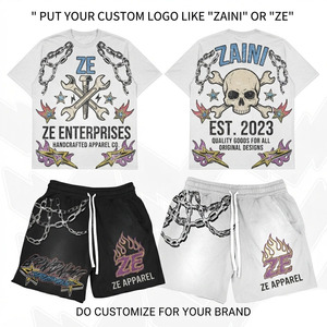 ZAINI Men's T-Shirt <b>Short</b> <b>Set</b> Premium Quality 240 GSM Polyester Jersey Custom Logo Embossed Graphic Breathable Crew Neck Summer - Product Image 1