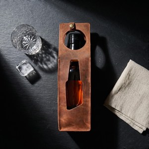 Sac de transport élégant en cuir véritable pour bouteille de vin, personnalisable, en gros, boîte de rangement en cuir premium LEB-0062B - Product Image 1