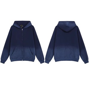 เสื้อฮู้ดซิปสีไล่ระดับสำหรับผู้ชาย เสื้อสเวตเชิ้ตแขนแร็กแลนลำลองมีกระเป๋า ความยาวปกติสำหรับฤดูใบไม้ร่วง - Product Image 3