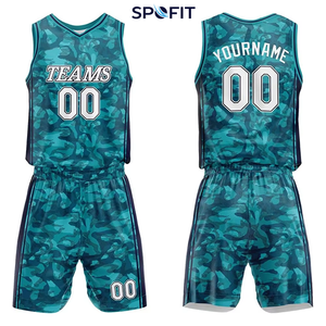 ชุดเสื้อบาสเก็ตบอลพิมพ์ลายพรางแบบกำหนดเอง SPOFIT คอวี แขนกุด ระบายเหงื่อได้ดี ผ้าโพลีเอสเตอร์ 260 กรัม สำหรับทุกเพศ - Product Image 1
