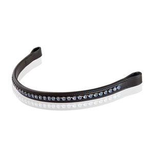 New Arrival Straight Shape Crystals Rhinestones Decorative Comfortable Soft Padded Empty Channel Leather Horse brow band - Product Image 5