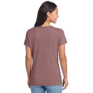 T-shirt pour femme à col en V, tissu en coton 100% doux de qualité supérieure, respirant, écologique, séchage rapide, léger, confortable, sportif - Product Image 4