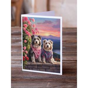 Whimsical A7 Tamaño 5x7 Tarjetas de notas en blanco Bearded Collie Dos corazones Paquete de 8 con sobres Tarjetas de felicitación - Product Image 2