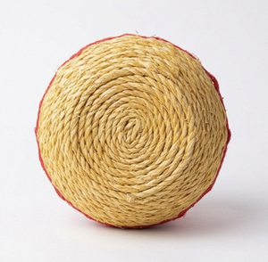 Panier en sisal tissé à la main, rond, avec dessus rouge, base naturelle, style bohème, décoration de table d'intérieur, utilisation dans le salon - Product Image 6