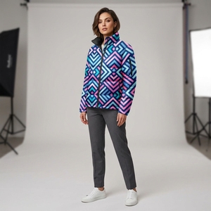 Chaqueta Acolchada Estampada de Invierno Personalizada para Mujer, Ropa Casual Premium, Cortavientos, con Cierre de Cremallera y Bolsillos Laterales - Product Image 4