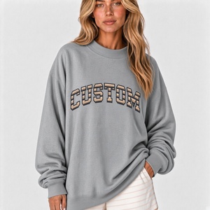 Sweat-shirt à col montant pour femme, coupe ample et oversize, avec design à épaules tombantes, style décontracté et contemporain - Product Image 1