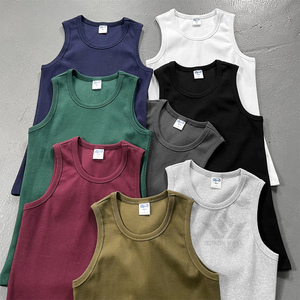 Men's <b>Black</b> Solid Color Tank <b>Top</b> O-Neck Sleeveless Knitted Cotton Casual <b>Vest</b> Regular Fit Breathable - Product Image 3