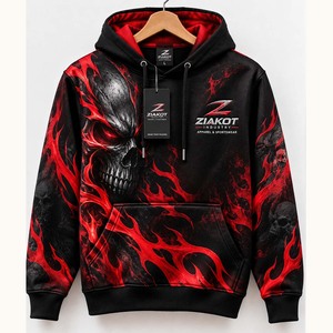 เสื้อฮู้ดสปอร์ตสีดำลายรอยสีขาวแบบสั่งทำจากโรงงานขายส่งโดยตรง Ziakot Industry - Product Image 5