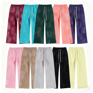 High Quality 360GSM Wide Leg Washed Pant Jogger Loose <b>Thick</b> Fleece Flared Sweatpants for Men - Product Image 4