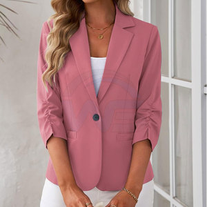 Blazer de qualité supérieure pour femmes, vêtement de mode avec col cranté, fermeture à boutons et coupe confortable - Product Image 6