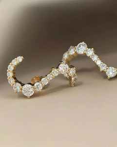 Multiple Wearing Styles Dainty Moissanite Round Cut Stud Wavy <b>Earrings</b> Gold Plated with 925 Sterling Silver Jewelry for Lovers - Product Image 2