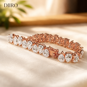 Pulsera de tenis de alta calidad chapada en oro rosa con diamantes en forma de pera, unisex, de moissanita, estilo hip hop. - Product Image 1