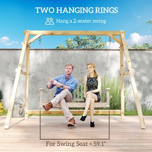 770lbs Heavy Duty A-<b>Frame</b> Porch <b>Swing</b> Stand Comfortable Hanging Chair for Garden Backyard with Reinforced Bars - Product Image 6