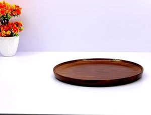 40. Luxury Handmade Wooden Serving Plate Crafted from Premium Mango Wood with Elegant Resin Emerald Finish Rustic Dinner Plate - Product Image 5