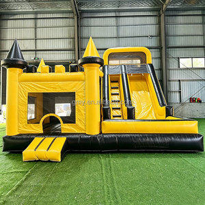 <span class=keywords><strong>Alquiler</strong></span> de Castillos Inflables Comerciales para Fiestas, Casa de Juegos Inflable Negra y Amarilla con Tobogán - Product Image 6