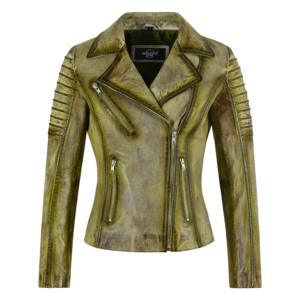 Blouson de motard vintage personnalisé en cuir Napa véritable ciré pour femme avec fermetures éclair YKK, blouson de moto matelassé en cuir – Fournisseur en gros - Product Image 4