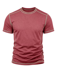 Men's Maroon Regular Fit O-Neck Raglan Sleeve Knitted Eco-Friendly 100% Cotton 240g Casual Solid T-Shirt - Product Image 2