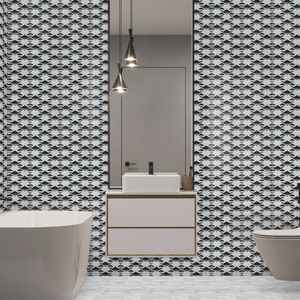 Carrelage mural géométrique contemporain en or blanc 20x30cm, carrelage mural en céramique imprimé numériquement pour l'intérieur et la salle de bain 3466-HL - Product Image 6