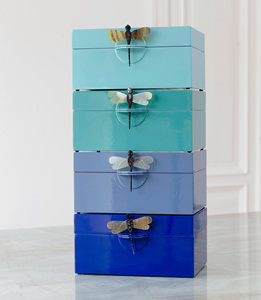 Boîte de rangement en laque multifonctionnelle écologique édition de luxe avec accent libellule, boîte cadeau moderne de luxe faite à la main - Product Image 2