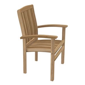 Luxury Modern Bistro <b>Stackable</b> Teak Wood Eco-Friendly <b>Outdoor</b> Dining Armchair for Garden Furniture - Product Image 3
