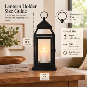 Black Iron <b>Lantern</b> <b>Candle</b> Holder Heat Resistant Home Decoration <b>Outdoor</b> Indoor Use - Product Image 5