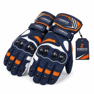 Gants de moto en cuir imperméables et coupe-vent avec cordon de serrage réglable, protection UV, pour usage extérieur, à doigts complets, pour motards et courses - Product Image 3