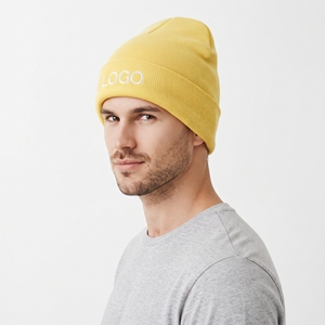 Gorro de Punto Acrílico Personalizado Unisex Amarillo con Bordado, Gorro de Invierno Cálido, Gorro de Esquí Transpirable y Suave para Exteriores con Bufanda - Product Image 5