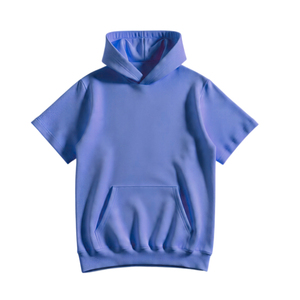 <b>Hoodie</b> Sweatshirt Pullover <b>Short</b> <b>Sleeve</b> Breathable Eco-Friendly Fabric Pocket Design Front Logo - Product Image 4