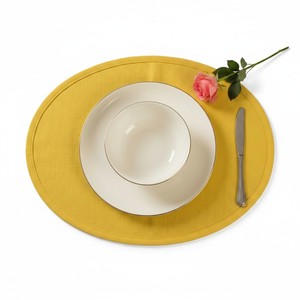 Oval <b>Placemats</b> Polyester Cotton Premium Fabric Luxury <b>Dining</b> <b>Table</b> Mats Handmade Home Hotel Wedding Banquet Bulk Supplier - Product Image 1