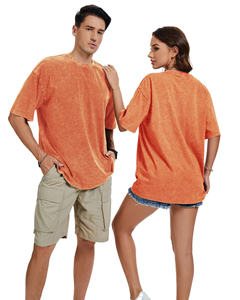 เสื้อยืดเบสิคทรงโอเวอร์ไซส์ ผ้าฟอกสี 280 กรัม คอเสื้อแบบดรอปโชว์เดอร์ เสื้อเบสิคผู้ชาย วินเทจ แขนสั้น สีพื้น เสื้อยูนิเซ็กส์ - Product Image 3