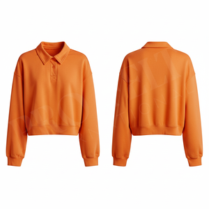 Polo Sweatshirt Oversize Tendance à Manches Longues Décontracté en Mélange de Coton Doux Coupe Ample Style Streetwear pour Homme - Product Image 3