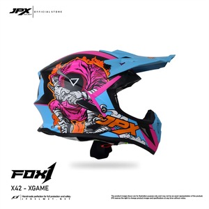 Casque de moto et vélo Hot Sale Helm Cross Supermoto Jpx Fox1 Motif X 42 Rouge Fluorescent – Protection de la tête en plastique à motif - Product Image 2