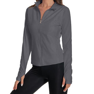 Women's Slim Fit Gym Fitness <b>Workout</b> Cropped Tops Long Sleeve Yoga Coat Zipper Design Sports Wear Running Yoga <b>Jacket</b> for Women - Product Image 1