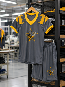 Ensemble d'uniformes de football américain unisexe à manches courtes, 300g, motif uni, respirant, style le plus récent, haute qualité, vente chaude, 100% coton - Product Image 5