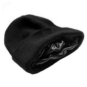 Nuevo Diseño de Gorros de Punto de Invierno con Forro de Seda, Gorro de Acrílico con Puño y Logotipo Personalizado, Gorro con Forro de Satén - Product Image 2