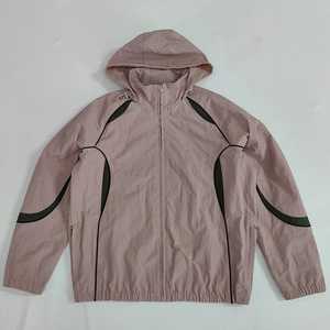 Chaqueta Deportiva Unisex Rosa con Capucha, Ligera, de Poliéster, Estilo Deportivo, para Primavera, de Secado Rápido, Color Sólido - Product Image 6