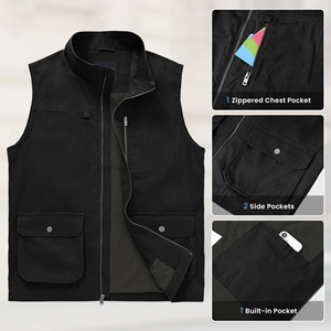 Gilet en toile pour homme, style classique, sans manches, logo personnalisé, coton durable, pour l'équitation et la vie quotidienne. - Product Image 3